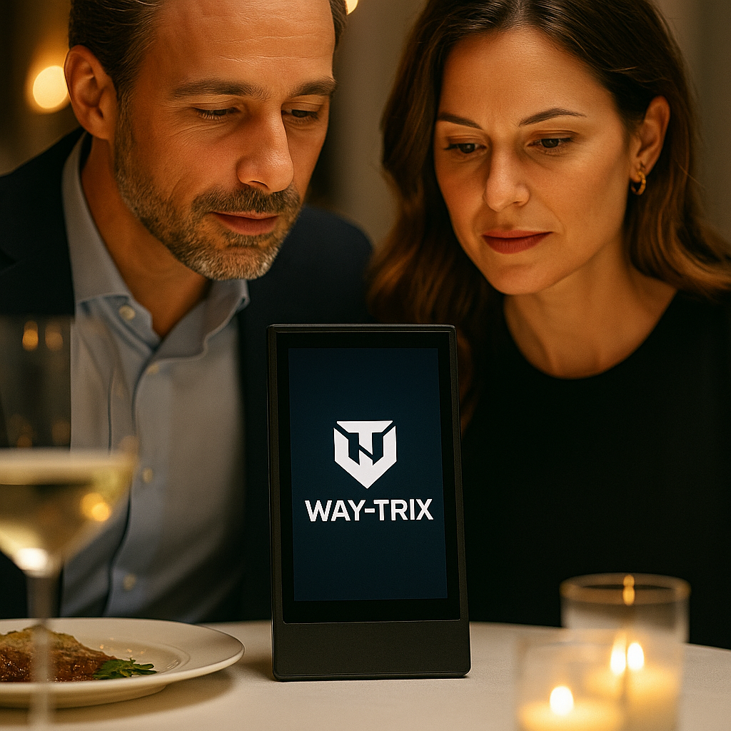 Waytrix tabletop screen in a restaurant